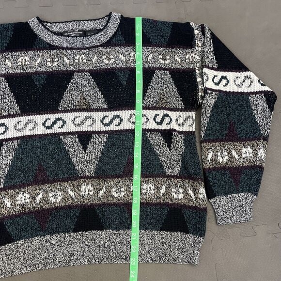 Vintage Expressions Geometric Pullover Sweater Men's Medium Crew Neck Grandpa FS - Picture 7 of 11